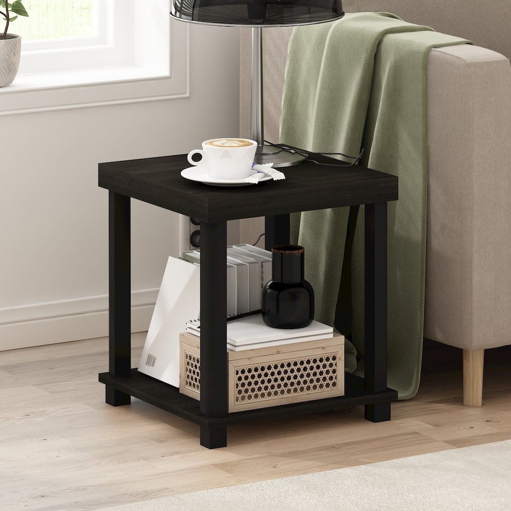 Turn-N-Tube Classic 2-Tier End Table, Side Table, Espresso/Black. Picture 6