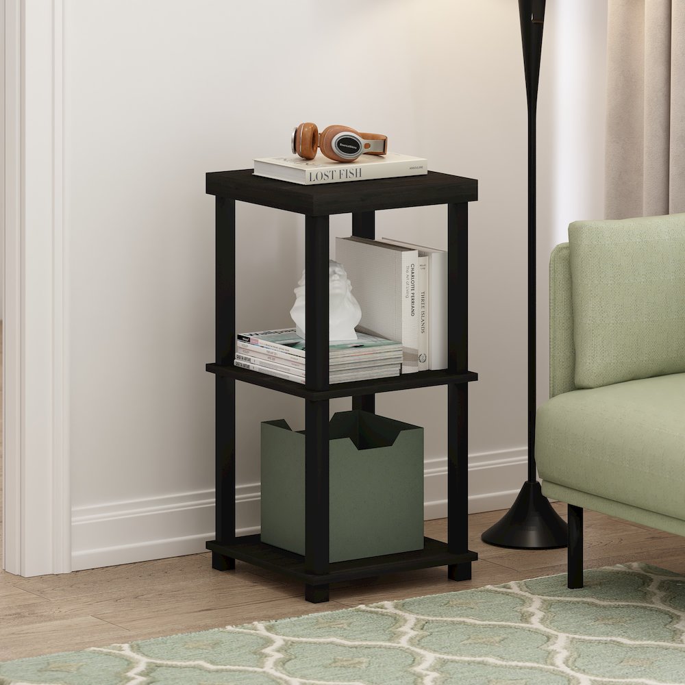 Turn-N-Tube Classic 3-Tier End Table, Side Table, Espresso/Black. Picture 6