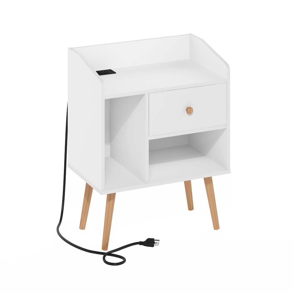 Mid Century Style End Table, Side Table with USB and Type-C Charging Station. Picture 1