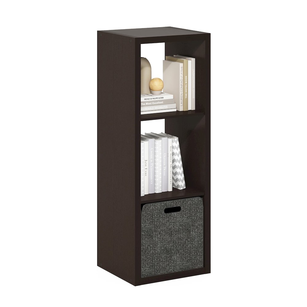 Cubicle Open Back Decorative Cube Storage Organizer, 3-Cube, Dark Oak. Picture 4