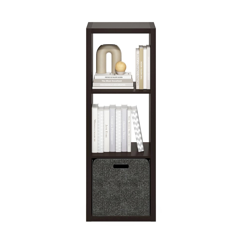 Cubicle Open Back Decorative Cube Storage Organizer, 3-Cube, Dark Oak. Picture 5