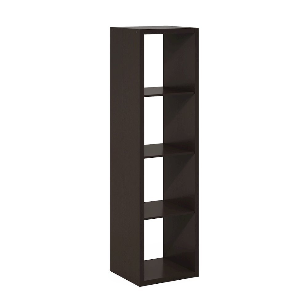 Cubicle Open Back Decorative Verticle Cube Storage Organizer, 4-Cube, Dark Oak. Picture 1