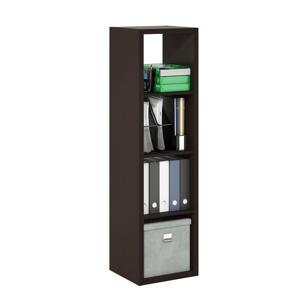 Cubicle Open Back Decorative Verticle Cube Storage Organizer, 4-Cube, Dark Oak. Picture 4