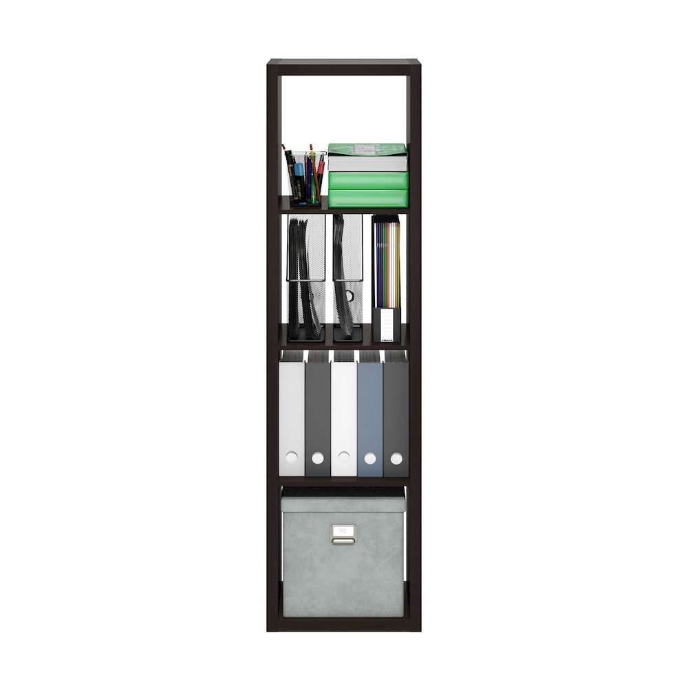 Cubicle Open Back Decorative Verticle Cube Storage Organizer, 4-Cube, Dark Oak. Picture 5