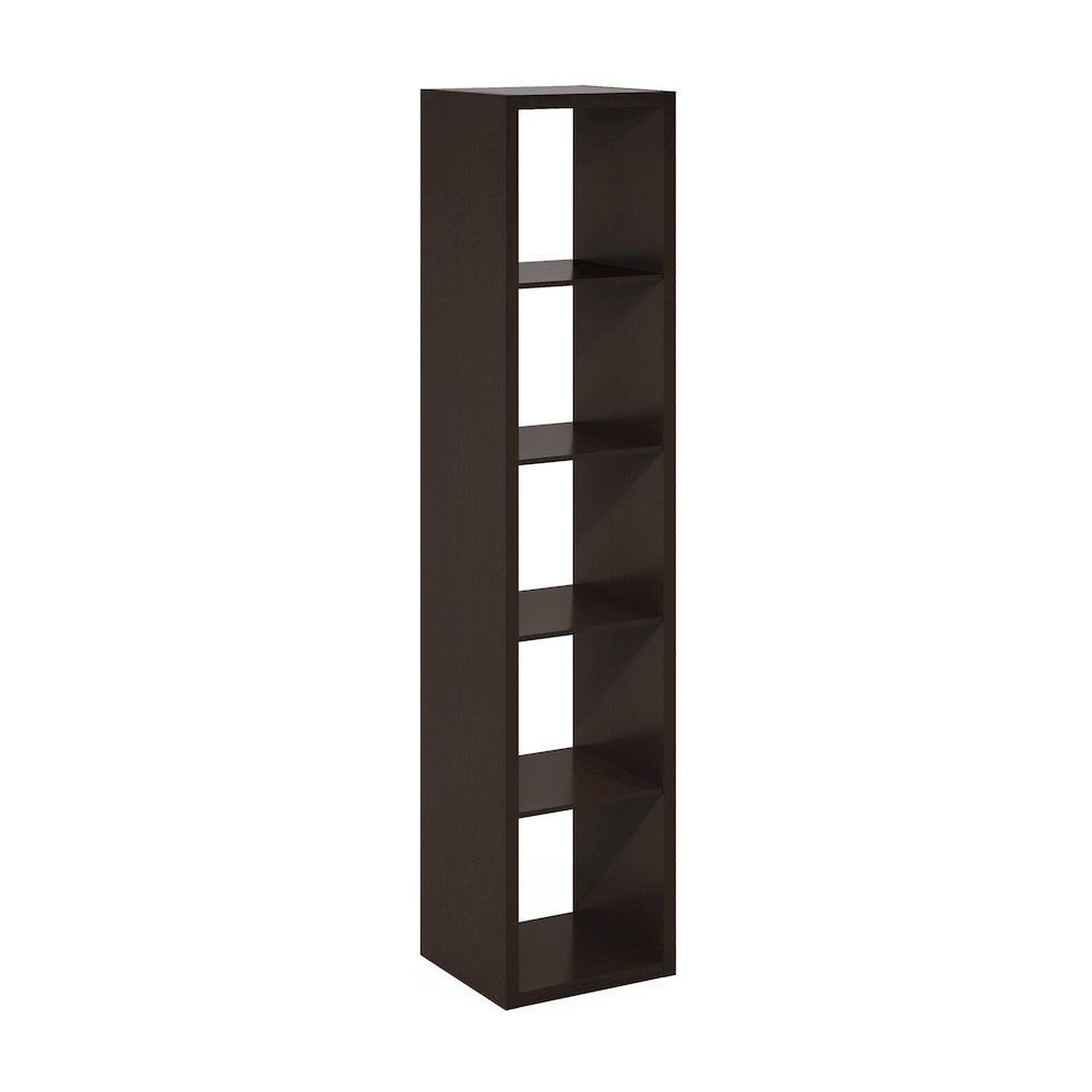 Cubicle Open Back Decorative Verticle Cube Storage Organizer, 5-Cube, Dark Oak. Picture 1
