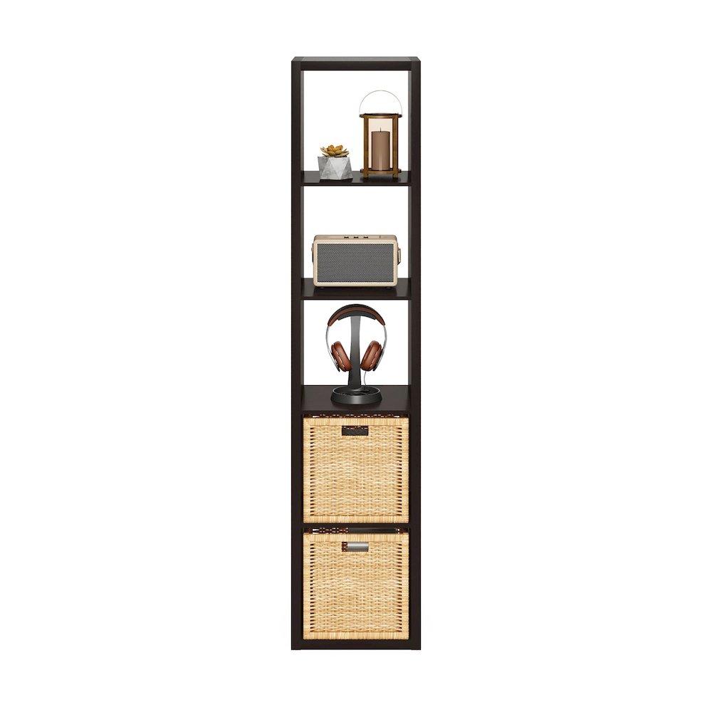 Cubicle Open Back Decorative Verticle Cube Storage Organizer, 5-Cube, Dark Oak. Picture 5