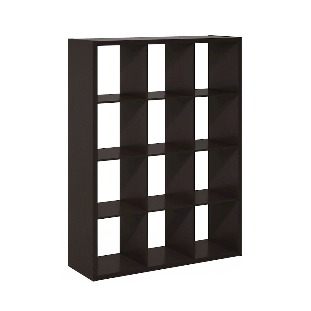 Cubicle Open Back Decorative Cube Storage Organizer, 12-Cube, Dark Oak. Picture 1