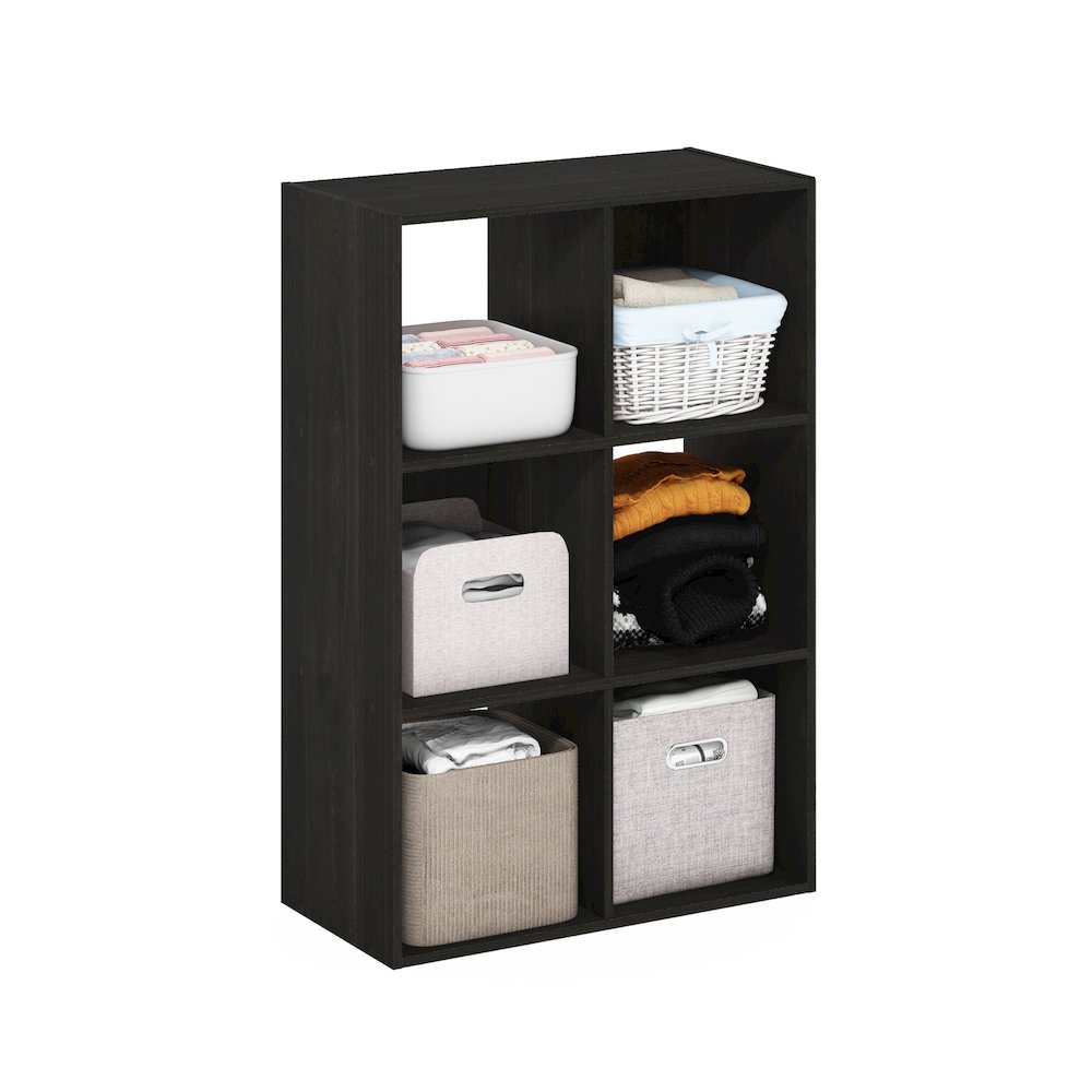 Multipurpose Clothing & Closet Storage Organizer Shelf, 6-Cube, Espresso. Picture 4