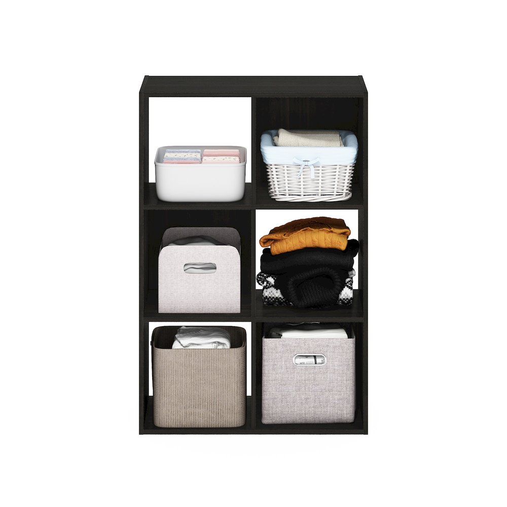 Multipurpose Clothing & Closet Storage Organizer Shelf, 6-Cube, Espresso. Picture 5