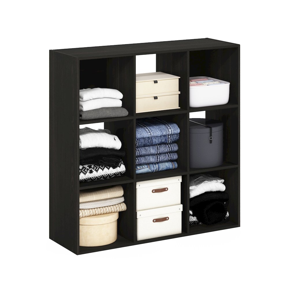 Multipurpose Clothing & Closet Storage Organizer Shelf, 9-Cube, Espresso. Picture 4