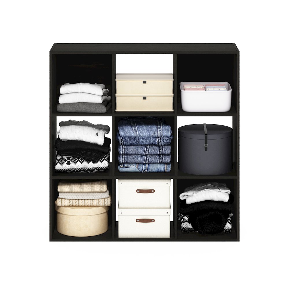 Multipurpose Clothing & Closet Storage Organizer Shelf, 9-Cube, Espresso. Picture 5