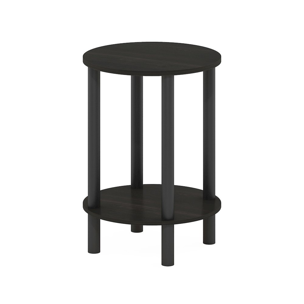 2-Tier Round Wooden End Table, Side Table, Espresso/Black. Picture 1
