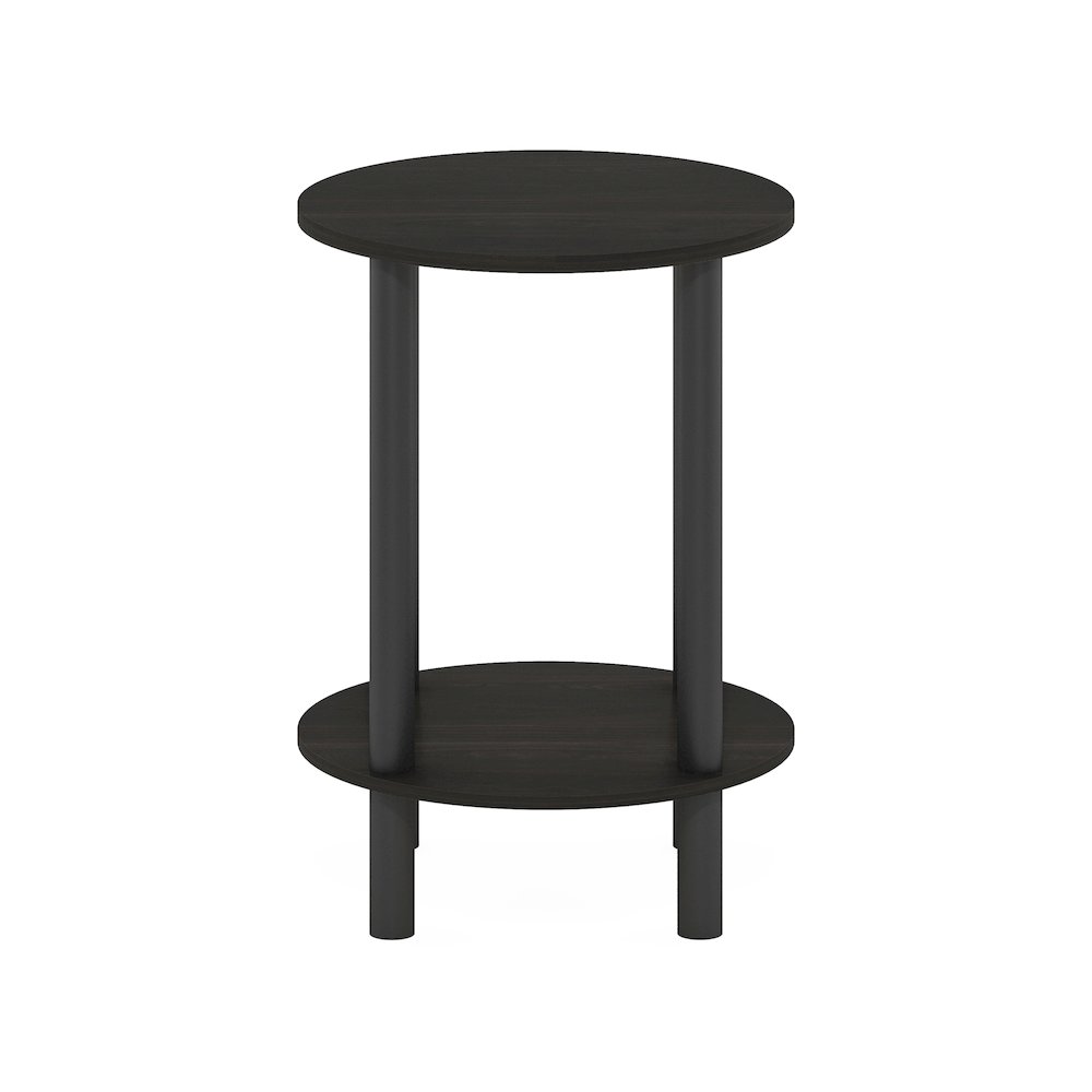 2-Tier Round Wooden End Table, Side Table, Espresso/Black. Picture 3