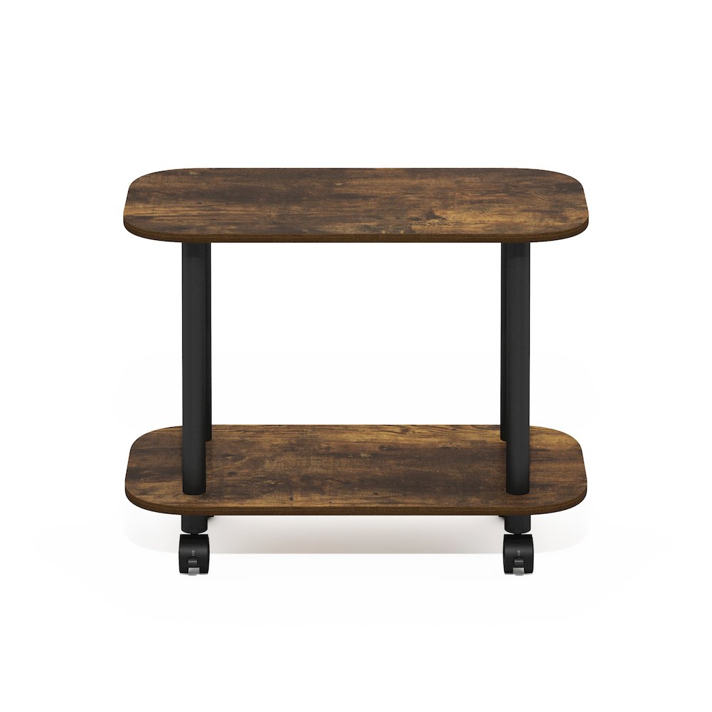 Turn-N-Tube Modern Oval End Table, Side Table with Casters, Amber Pine/Black. Picture 3