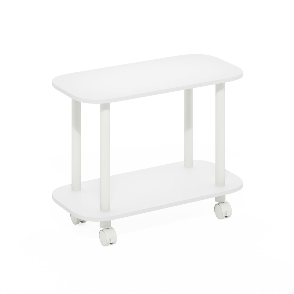 TURN-N-TUBE Night Stand, 2-Tier Oval, Round Corner Side Table, End Table, White. Picture 1