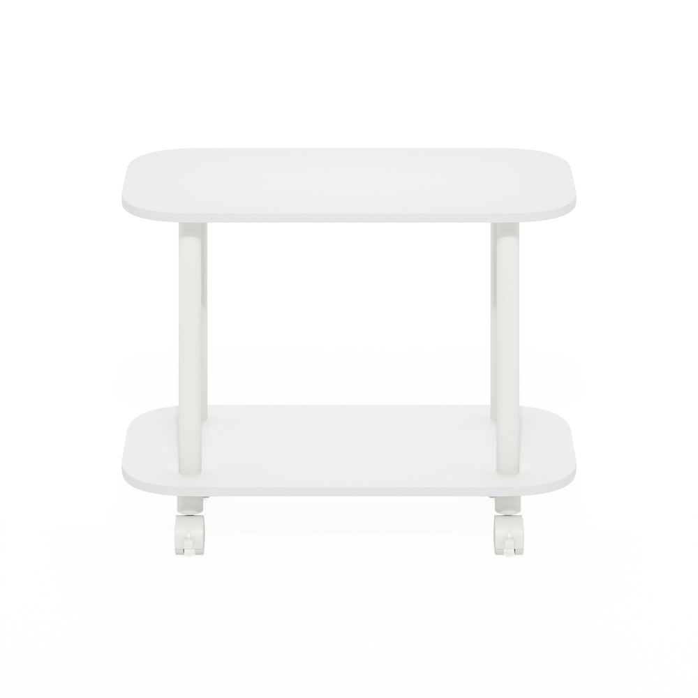 TURN-N-TUBE Night Stand, 2-Tier Oval, Round Corner Side Table, End Table, White. Picture 3