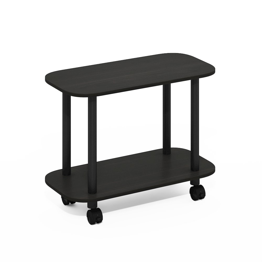 Turn-N-Tube Modern Oval End Table, Side Table with Casters, Espresso/Black. Picture 1