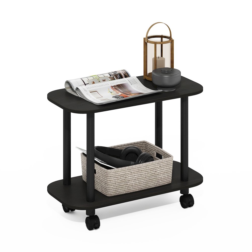 Turn-N-Tube Modern Oval End Table, Side Table with Casters, Espresso/Black. Picture 4