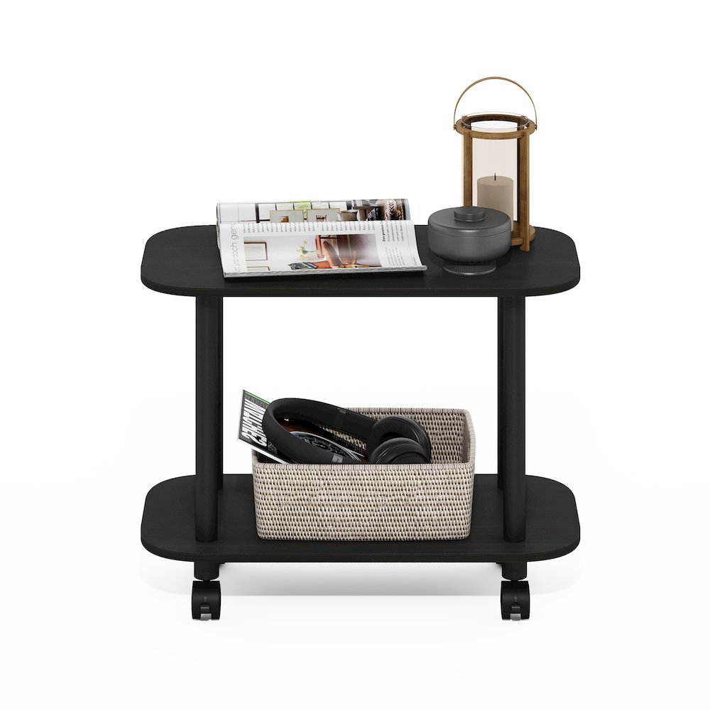 Turn-N-Tube Modern Oval End Table, Side Table with Casters, Espresso/Black. Picture 5