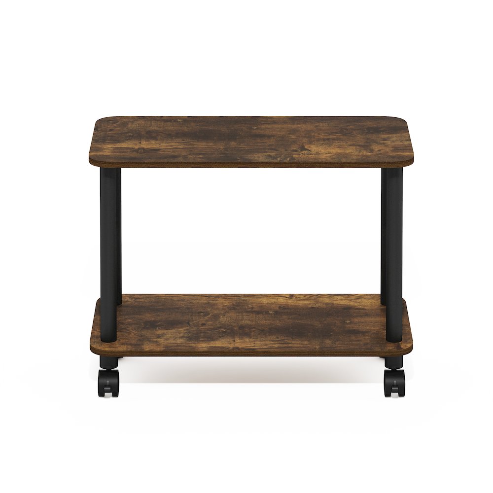 Modern Rectangle End Table, Side Table with Casters, Amber Pine/Black. Picture 3