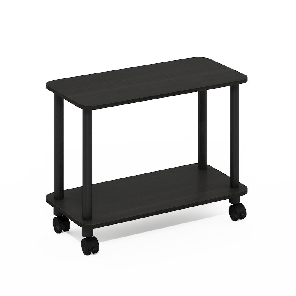 Turn-N-Tube Modern Rectangle End Table, Side Table with Casters, Espresso/Black. Picture 1