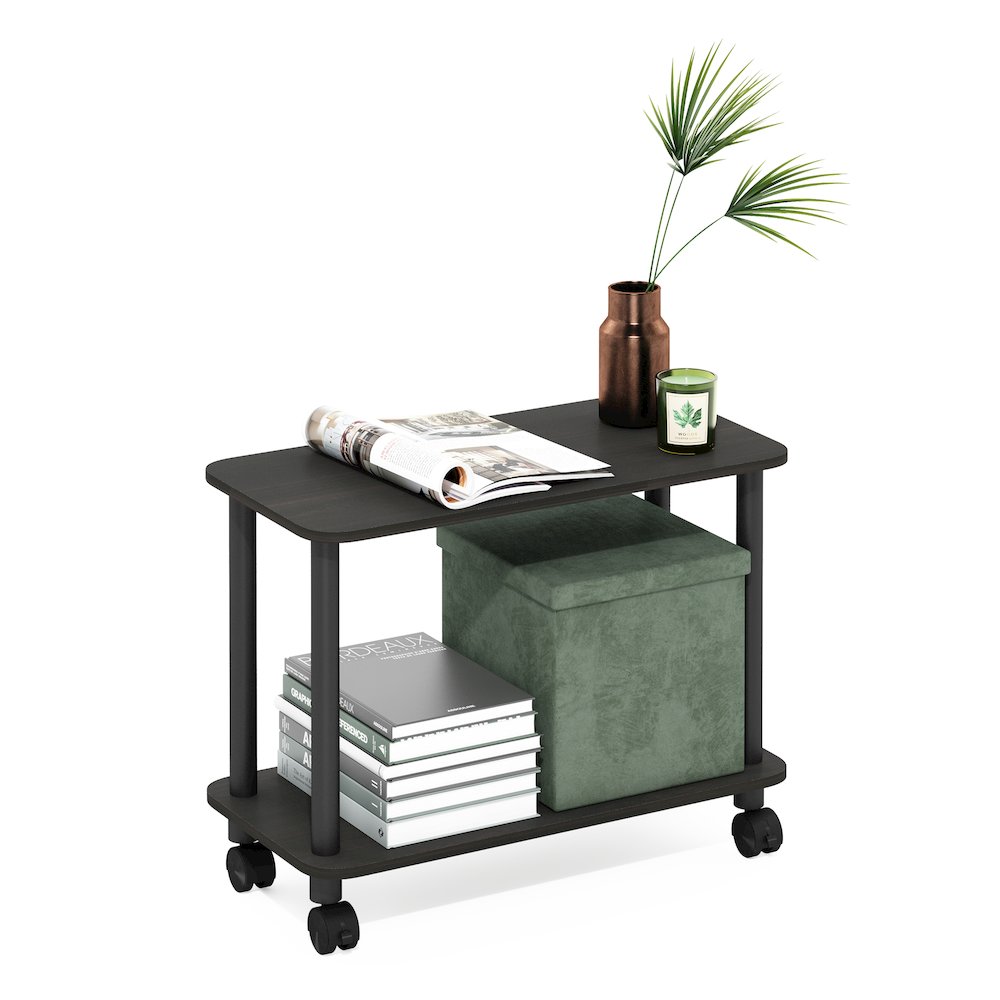 Turn-N-Tube Modern Rectangle End Table, Side Table with Casters, Espresso/Black. Picture 4