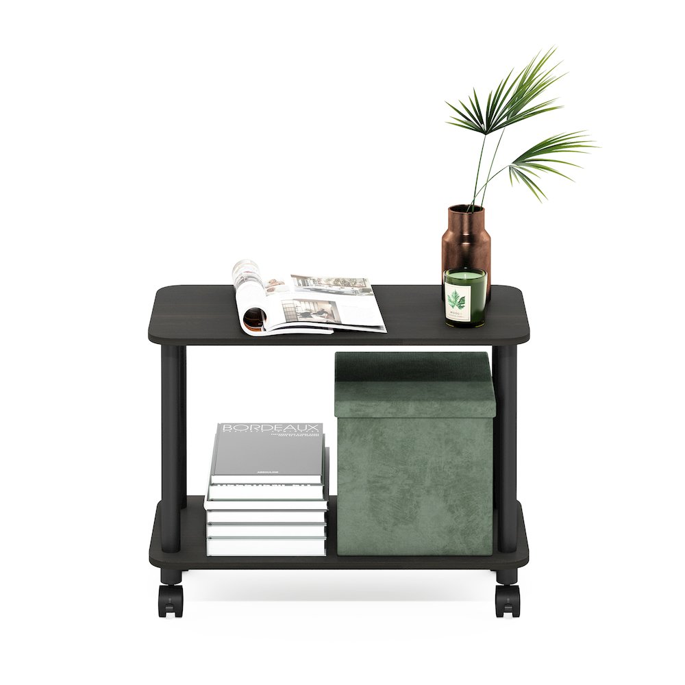 Turn-N-Tube Modern Rectangle End Table, Side Table with Casters, Espresso/Black. Picture 5