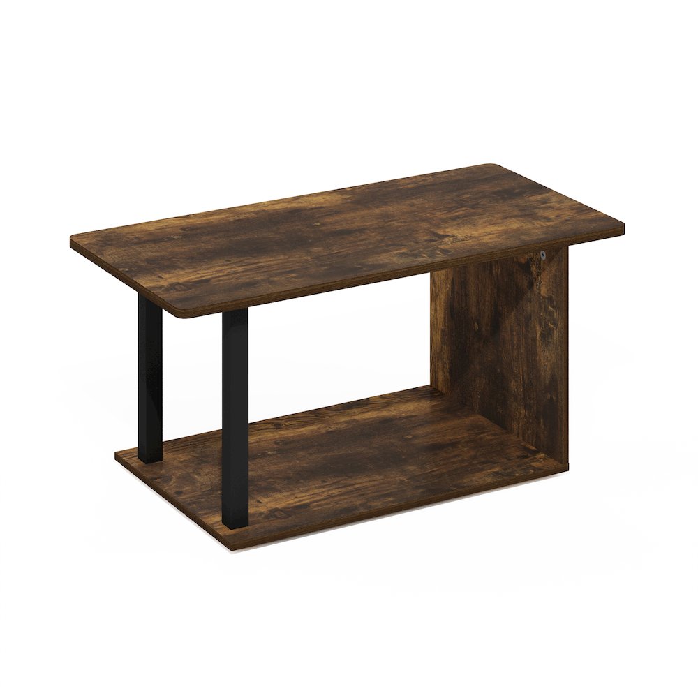 2-Tier Modern Coffee Table with Open Shelf, Amber Oak. Picture 2