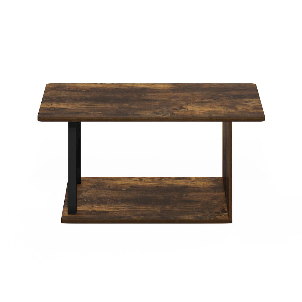 2-Tier Modern Coffee Table with Open Shelf, Amber Oak. Picture 1