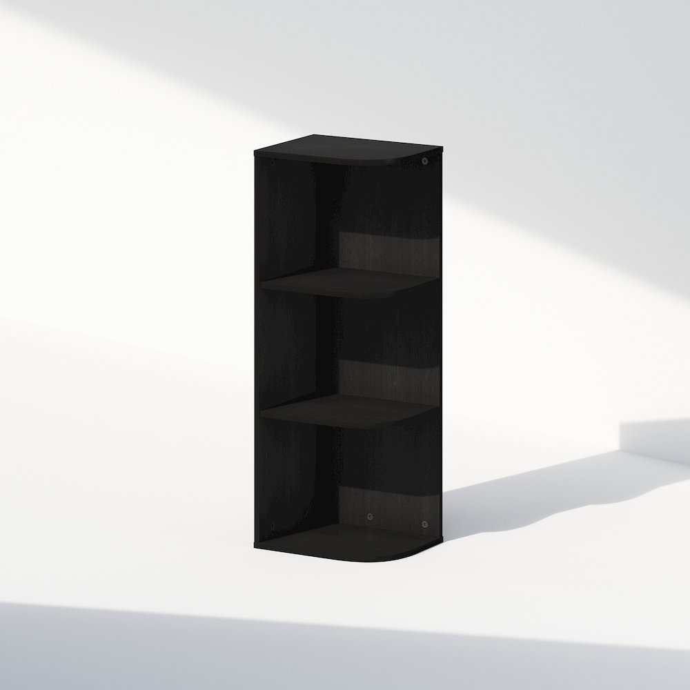 Reed 3-Tier Space Saving Corner Storage Display Shelf, Bookshelf, Blackwood. Picture 1