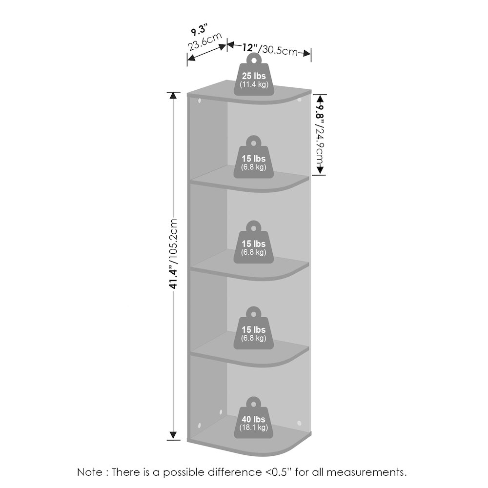 Reed 4-Tier Space Saving Corner Storage Display Shelf, Bookshelf, Blackwood. Picture 2