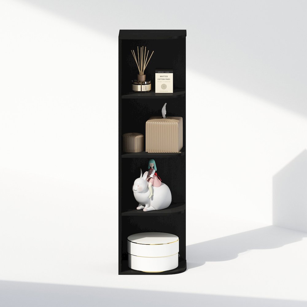 Reed 4-Tier Space Saving Corner Storage Display Shelf, Bookshelf, Blackwood. Picture 5