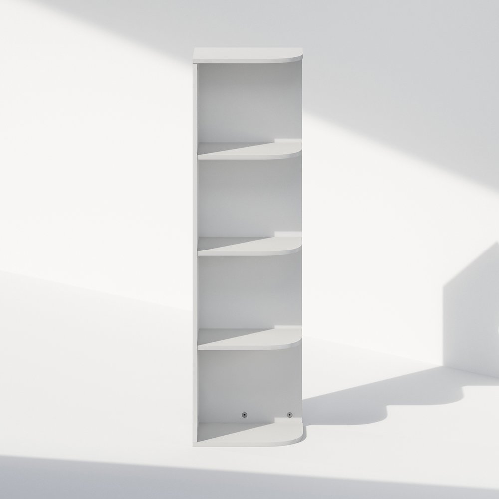 Reed 4-Tier Space Saving Corner Storage Display Shelf, Bookshelf, White. Picture 3