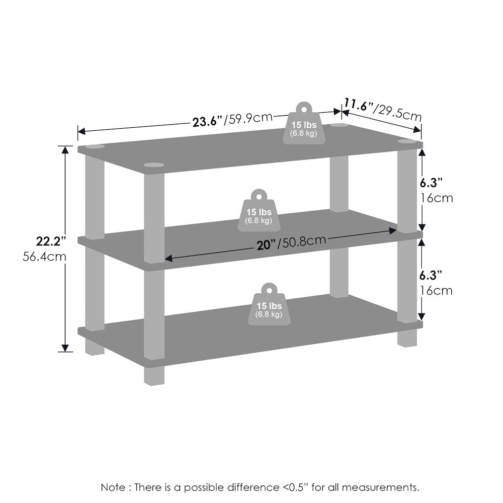 Turn-S-Tube 3-Tier Multipurpose Standing Shelves, Amber Pine/Black, Set of 2. Picture 2