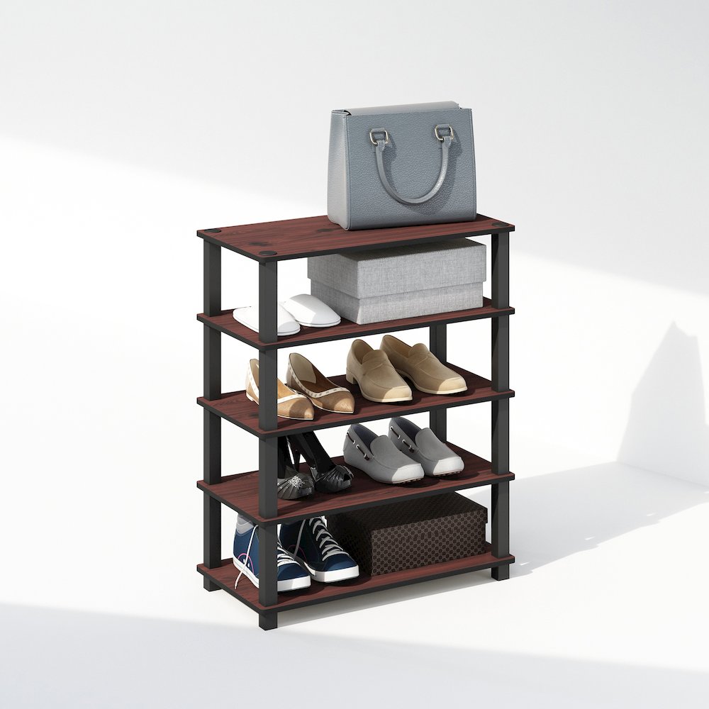 Turn-S-Tube 3-Tier Multipurpose Standing Shelves, Dark Cherry/Black, Set of 2. Picture 4