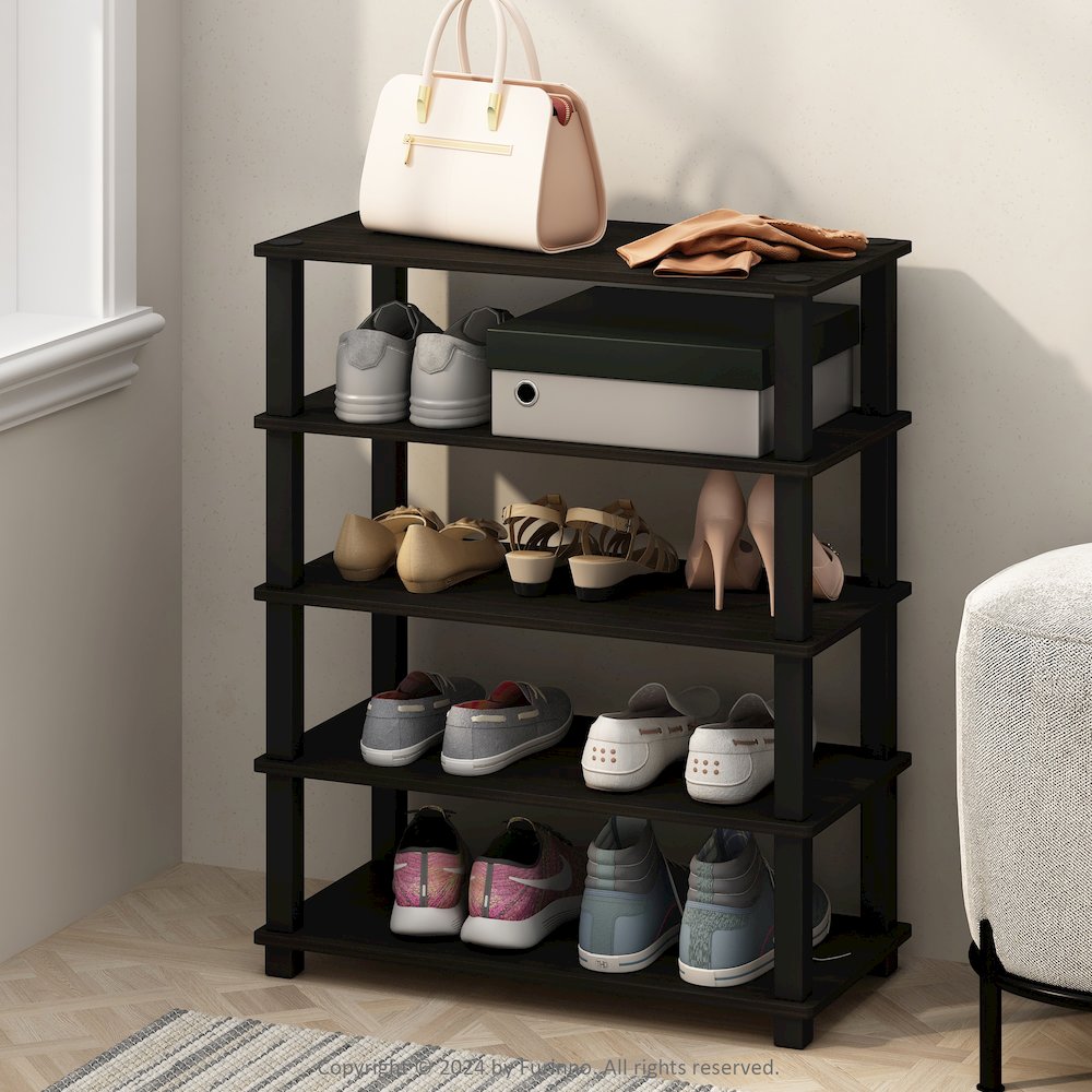 Turn-S-Tube 3-Tier Multipurpose Standing Shelves, Espresso/Black, Set of 2. Picture 6