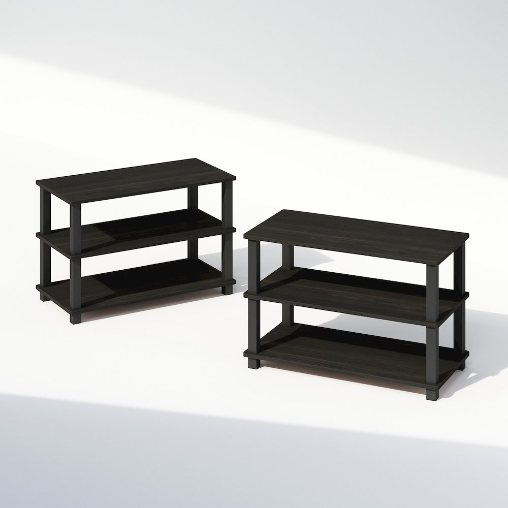 Turn-S-Tube 3-Tier Multipurpose Standing Shelves, Espresso/Black, Set of 2. Picture 1