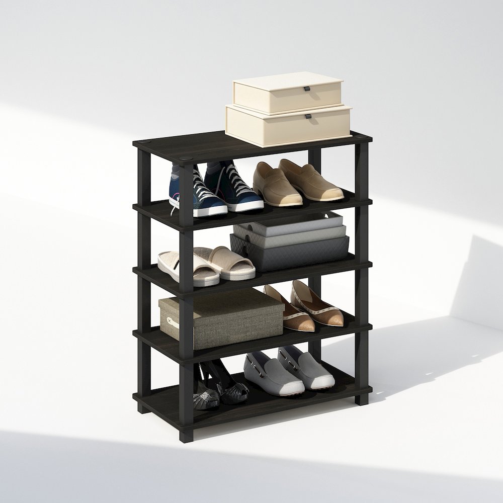 Turn-S-Tube 3-Tier Multipurpose Standing Shelves, Espresso/Black, Set of 2. Picture 4