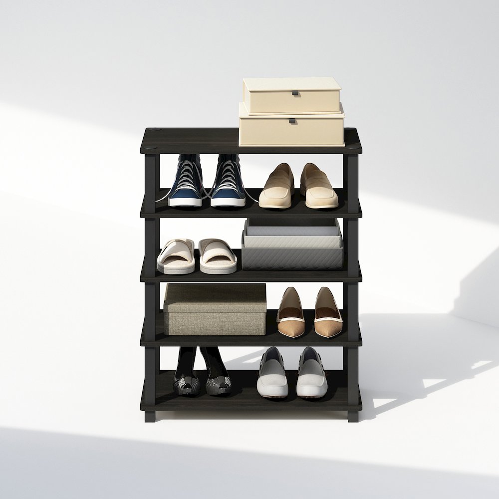 Turn-S-Tube 3-Tier Multipurpose Standing Shelves, Espresso/Black, Set of 2. Picture 5
