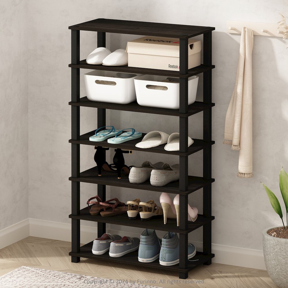 Turn-S-Tube 4-Tier Multipurpose Standing Shelves, Espresso/Black, Set of 2. Picture 6