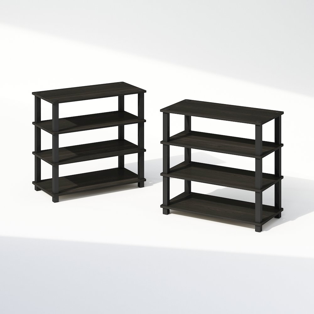 Turn-S-Tube 4-Tier Multipurpose Standing Shelves, Espresso/Black, Set of 2. Picture 1