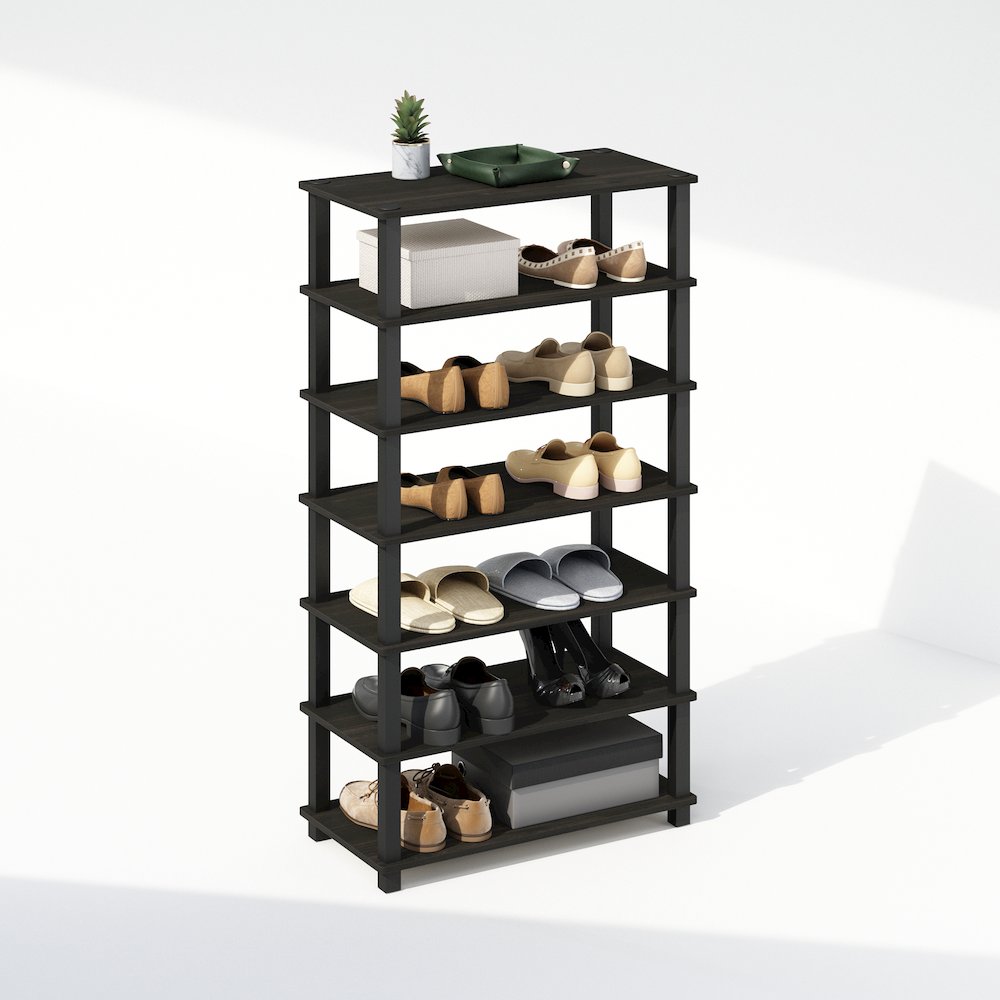 Turn-S-Tube 4-Tier Multipurpose Standing Shelves, Espresso/Black, Set of 2. Picture 4
