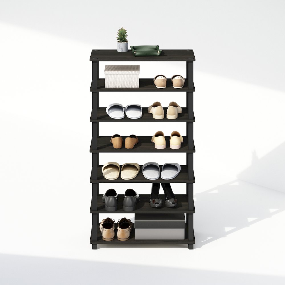 Turn-S-Tube 4-Tier Multipurpose Standing Shelves, Espresso/Black, Set of 2. Picture 5