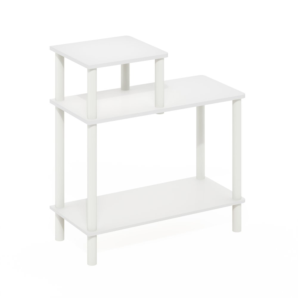 TURN-N-TUBE Night Stand, 3-Tier Rectangle Nightstand with Open Shelf, White. Picture 1