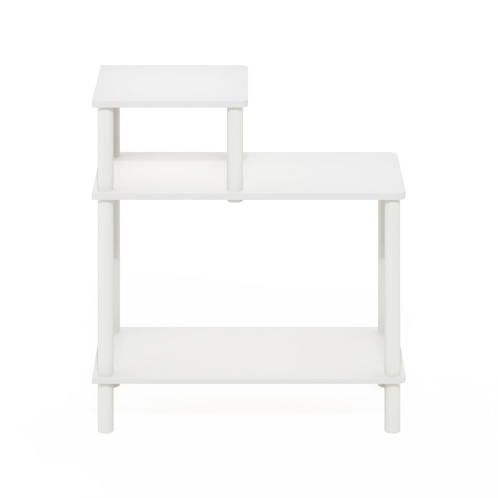 TURN-N-TUBE Night Stand, 3-Tier Rectangle Nightstand with Open Shelf, White. Picture 3