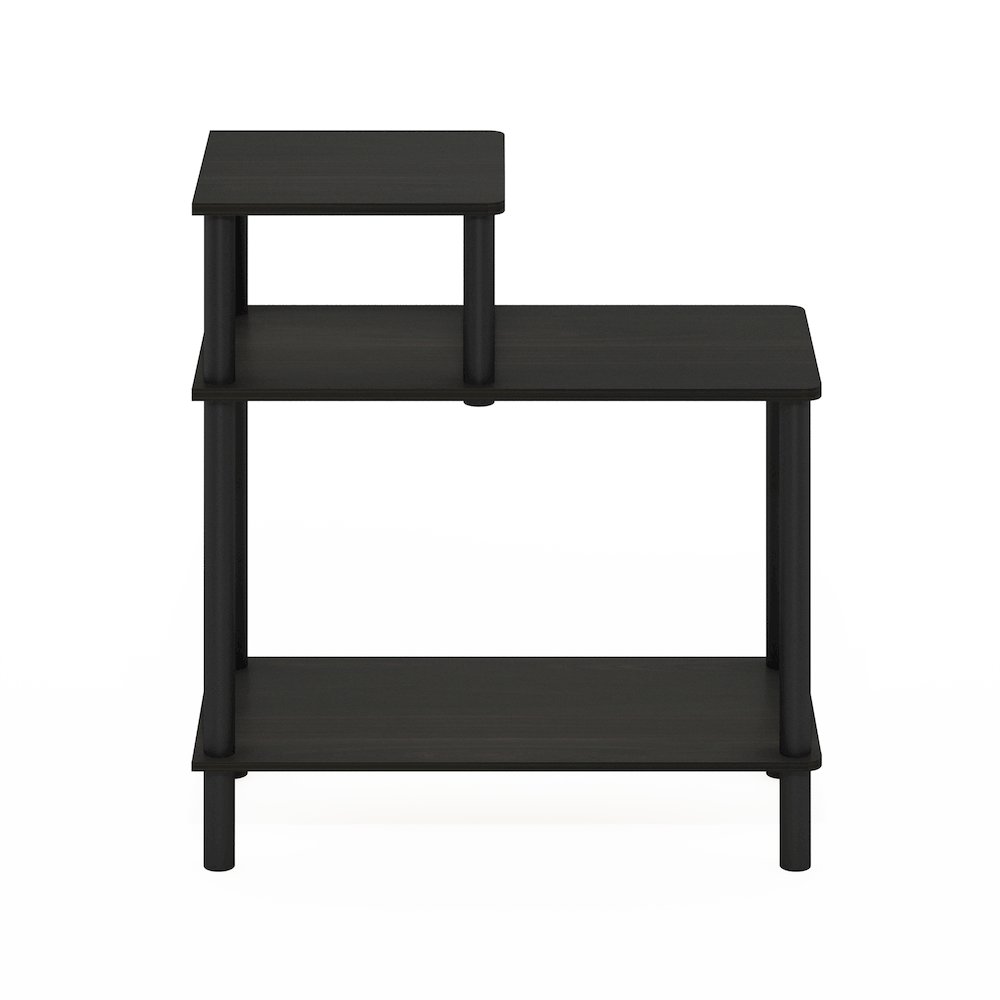 TURN-N-TUBE Night Stand, 3-Tier Rectangle Nightstand with Open Shelf, Espresso. Picture 3