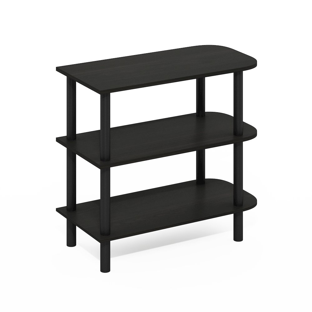 3-Tier Curved Freestanding Shoe Rack Storage Organizer, Espresso/Black. Picture 1