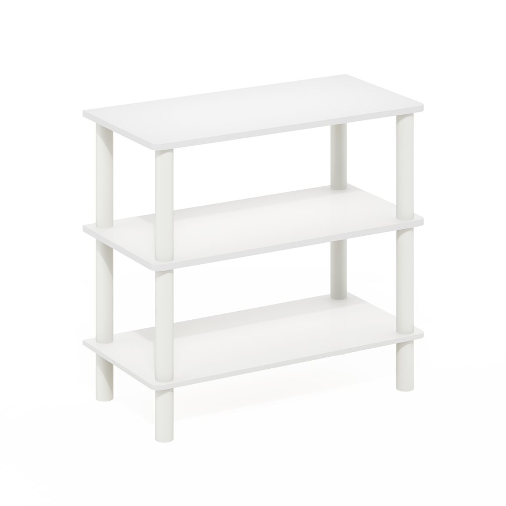 Turn-N-Tube 23-Inch 3-Tier Freestanding Shoe Rack Storage Organizer, White/White. Picture 1