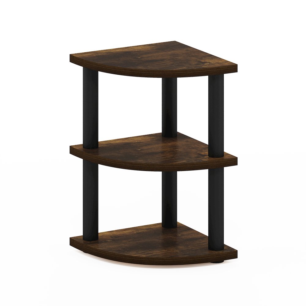 Turn-N-Tube 3-Tier Corner Countertop Organizer Shelf, Amber Pine/Black. Picture 1