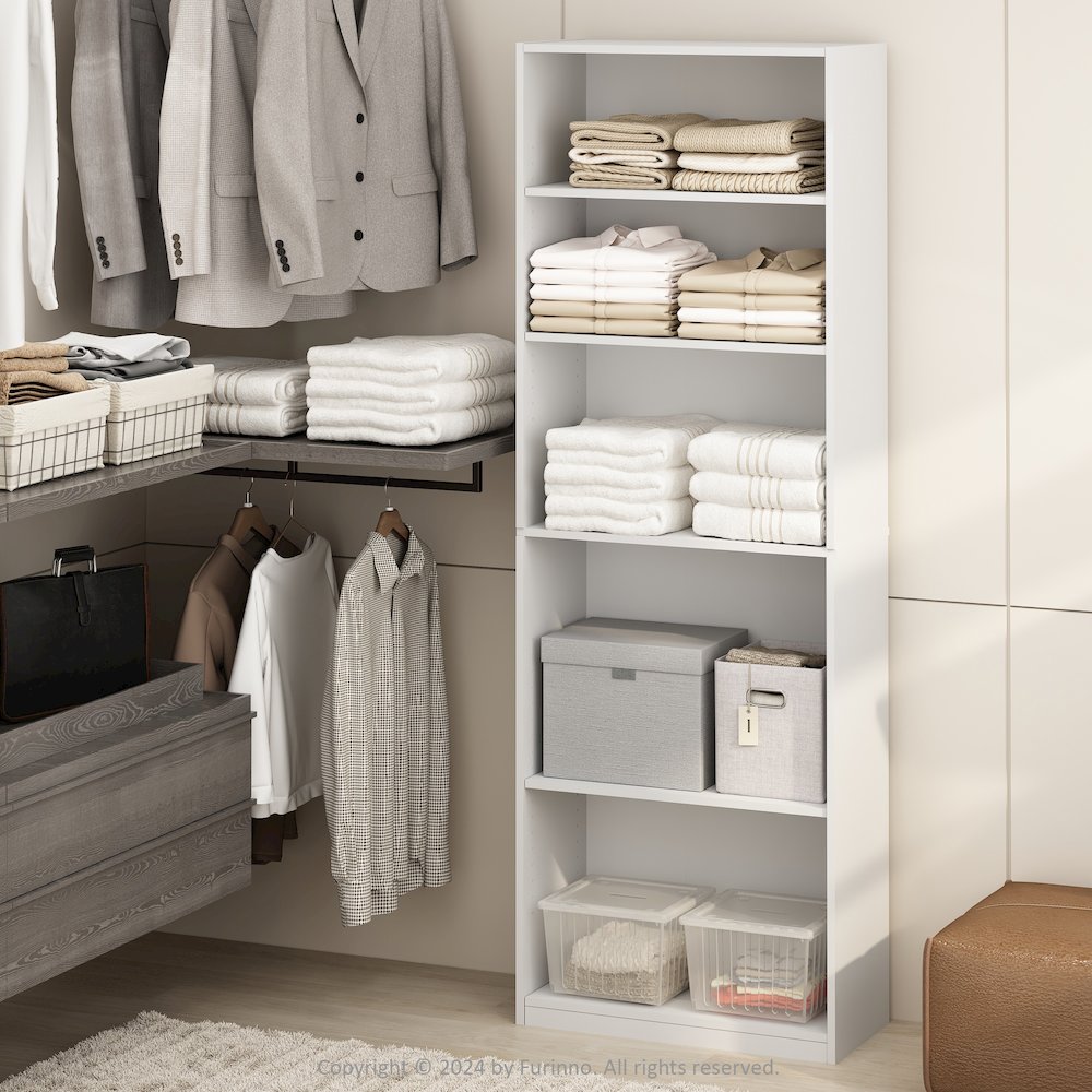 Reed 5-Tier Multipurpose Adjustable Shelf Clothing & Closet Storage Organization. Picture 6